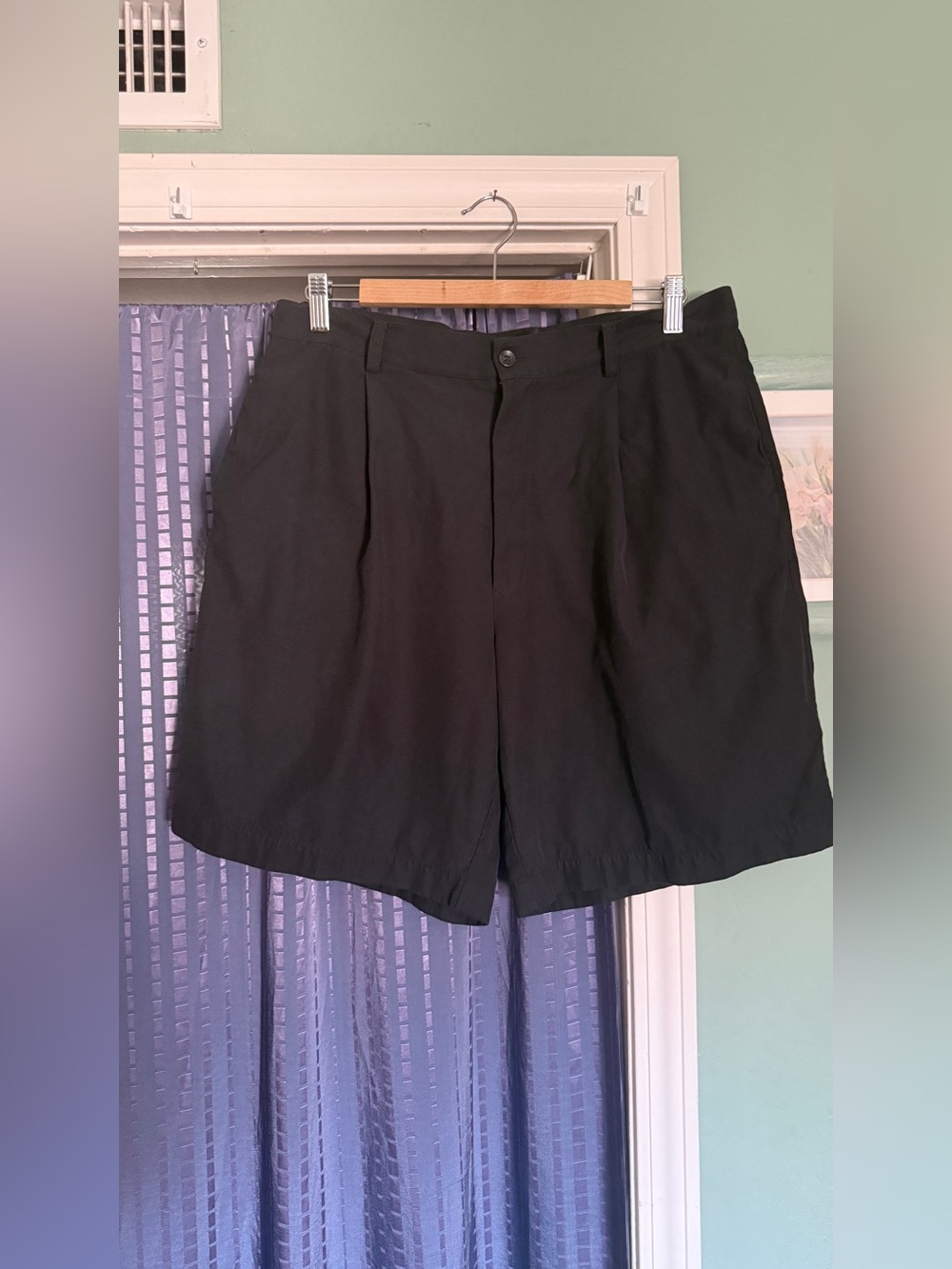 Vintage Brandini Men’s Silk Cotton Pleated Shorts Soft Black Size 34